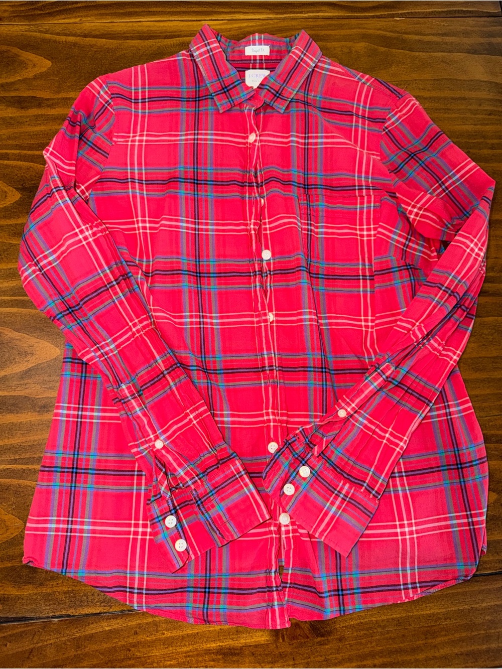 J.Crew Perfect Fit Women’s Red Plaid Button Down Shirt Medium Tartan Preppy